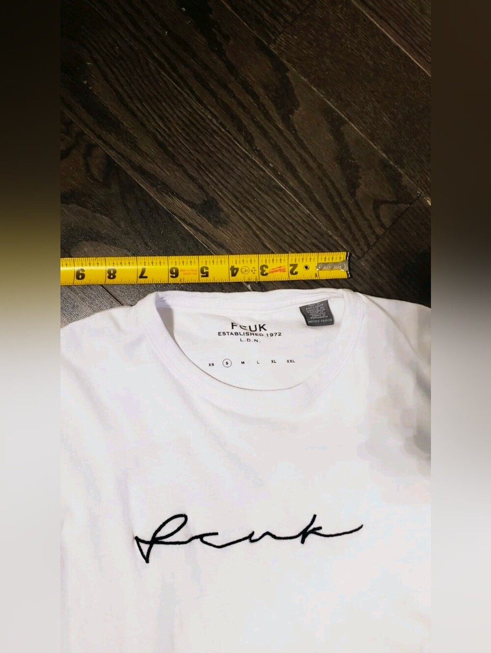 French Connection White Script-Logo Crewneck T-Shirt - Men FCUK T- SHIRT - Picture 4 of 7